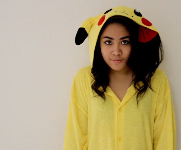 Sharon Pasia in her famous one-piece Pikachu suit.