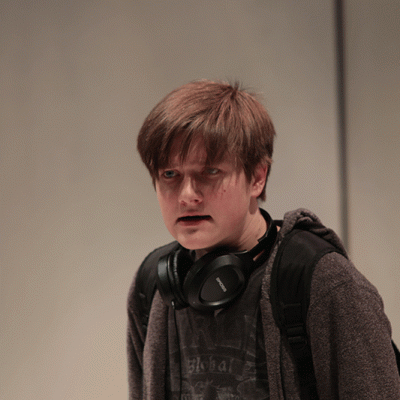 Junior Grant Kilian rehearses for Niles West Theatre's upcoming play, "Prospect High: Brooklyn" on Feb. 16, 2016.
