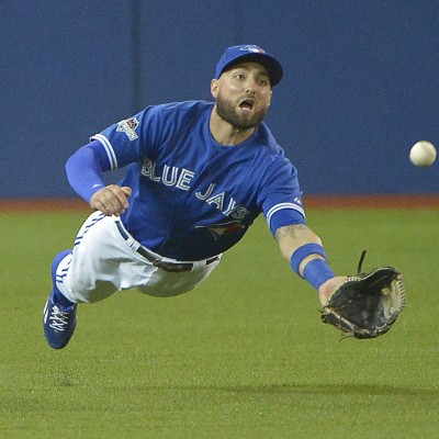 Toronto Blue Jays center fielder Kevin Pillar makes a diving catch to rob the Texas Rangers' Josh Hamilton of a base hit during the fourth inning during Game 5 of the ALDS at Rogers Centre in Toronto on Wednesday, Oct. 14, 2015. The Blue Jays won, 6-3, to eliminate the Rangers. (Max Faulkner/Fort Worth Star-Telegram/TNS)