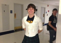 Dylan Fleites wearing his "teacher-student switch day" costume during spring spirit week.