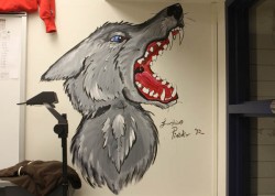 The painted wolf on Mr. Bennett's wall. 