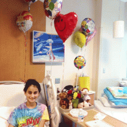 Senior Laura Younan in the hospital during her 2 week period at the beginning of her senior year.